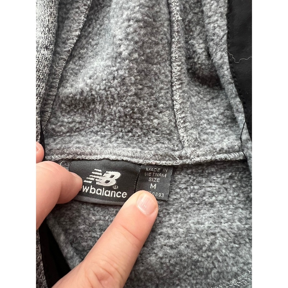 New Balance Womens Hybrid Full Zip Hoodie Jacket Grey Black Fleece Lined - Picture 3 of 8
